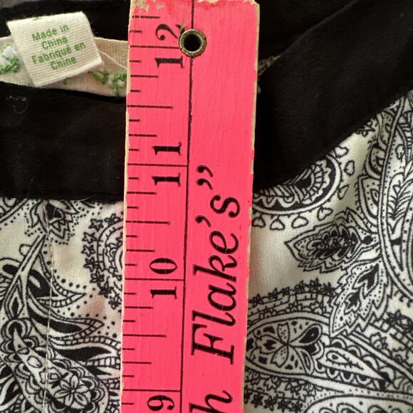 STARING AT STARS Pants Womens 10 Black White Paisley Wide Leg Bohemian Lagenlook - Picture 8 of 11